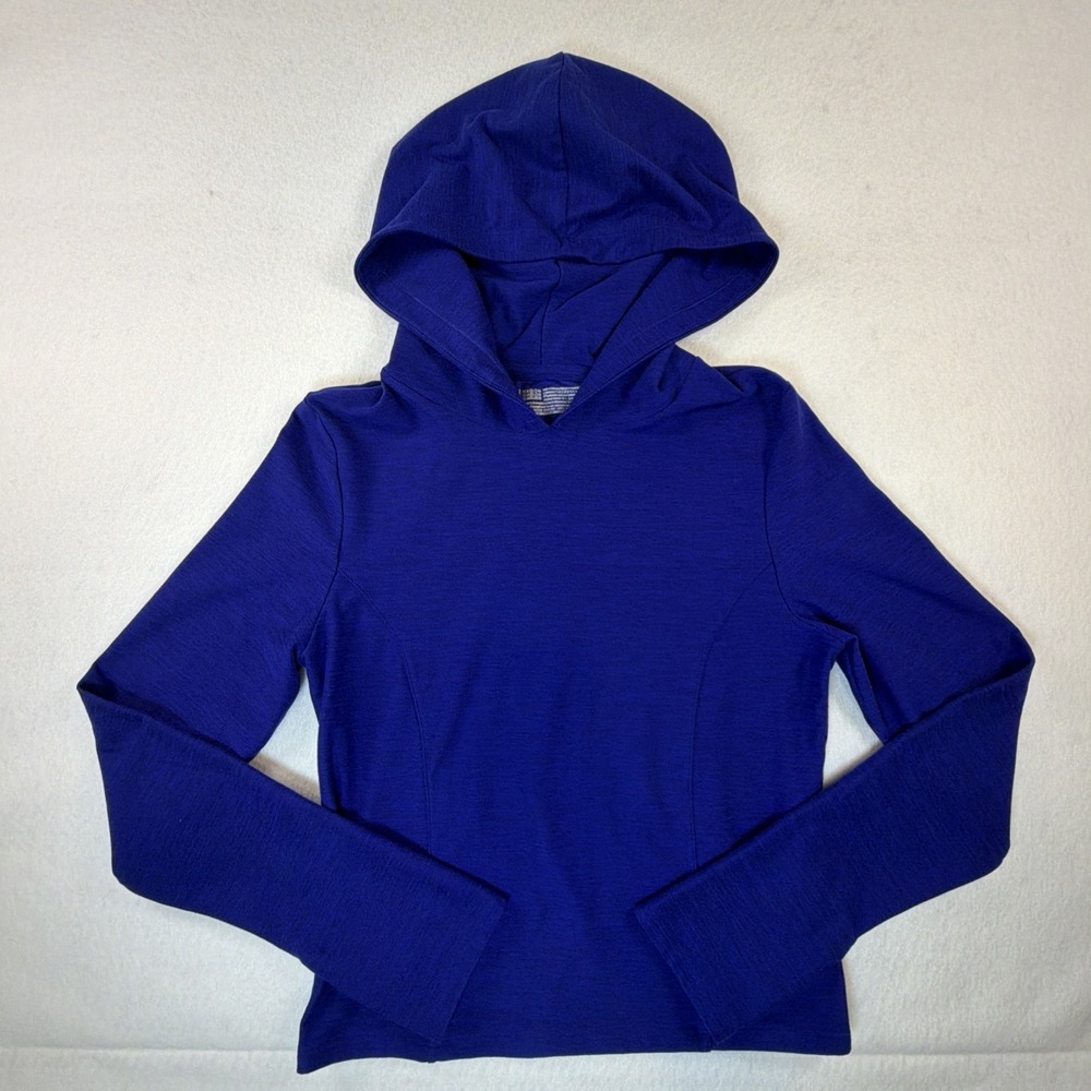 Victoria's Secret On Point Flow Hooded Long Sleeve Top Women's L Blue Nylon